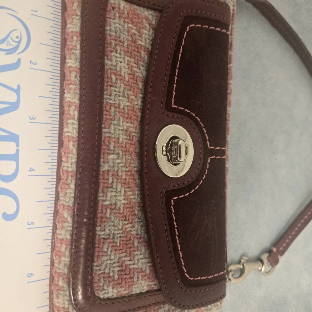 Coach Burgundy and Tweed Wristlet -used - Picture 5 of 16